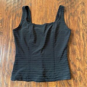 Vintage 90s y2k paper tag black stripe tank fitted top
